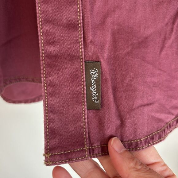 Wrangler Men's Retro Burgundy snap buttons long sleeve button down Shirt medium - Picture 8 of 9